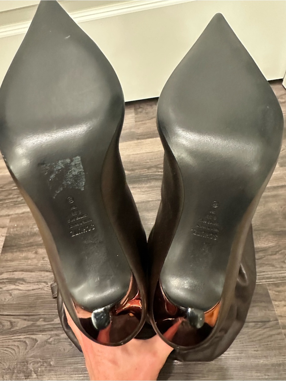 Schutz brown slouch leather knee boots 8.5 metallic heel NWOT - Picture 4 of 7